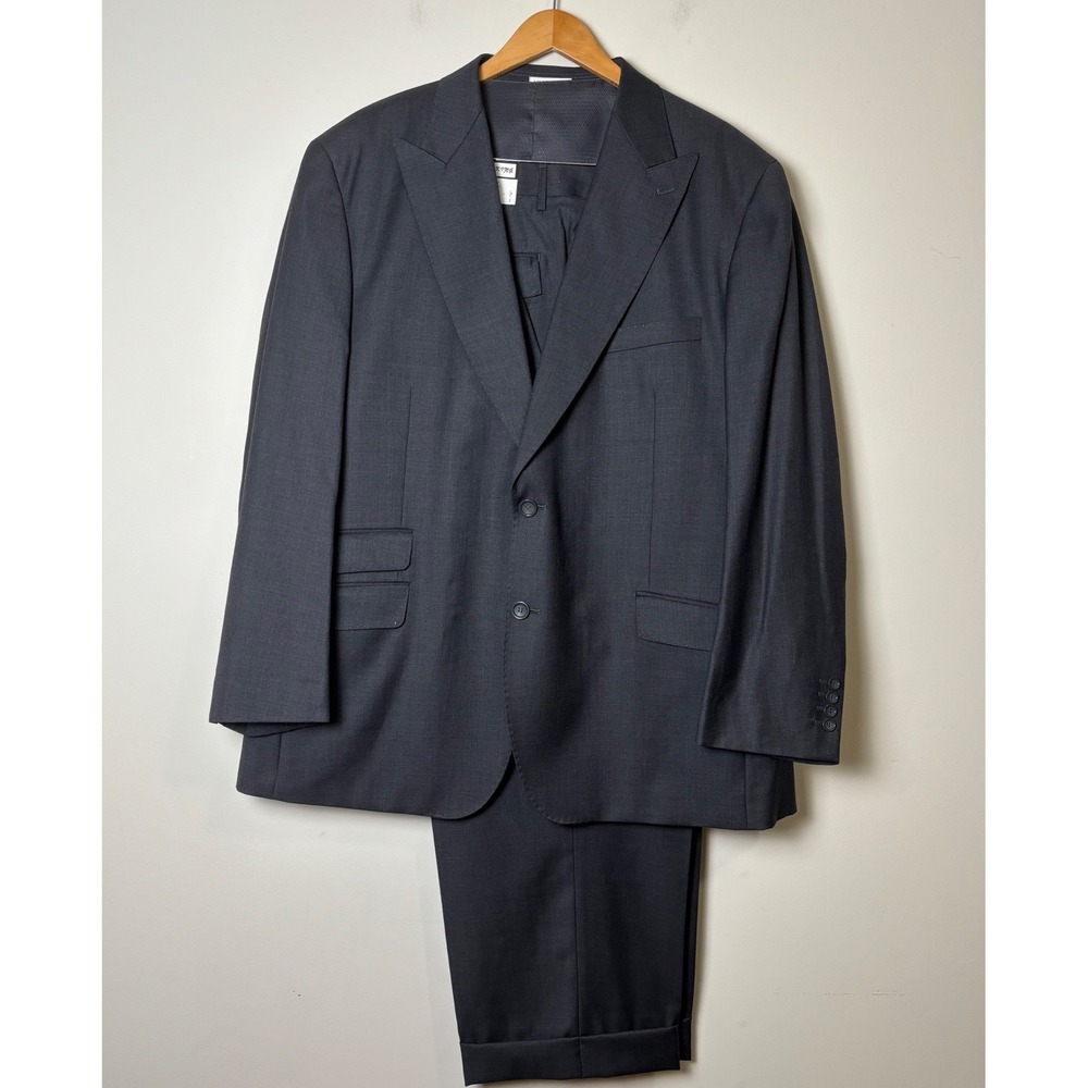 Apollo King Mens 3 PC Suit 52R Charcoal Gray Super 150s Wool Hand Tailored NEW